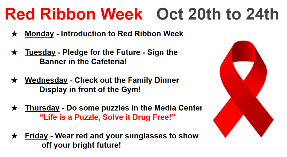 Red Ribbon Week slide with Red Ribbon clip art image
