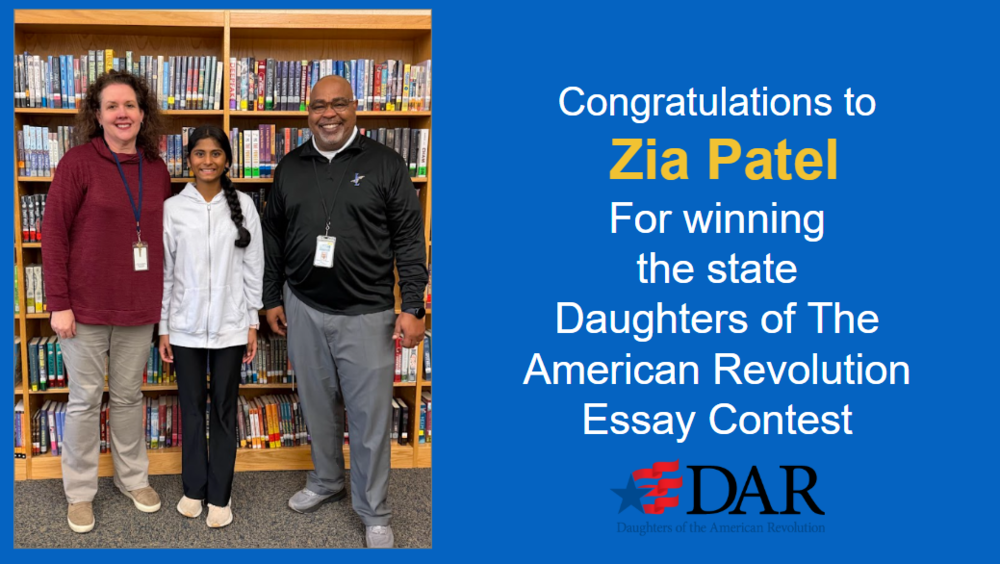 image of Mrs. Price, Zia Patel, and Mr. thorpe in the media center