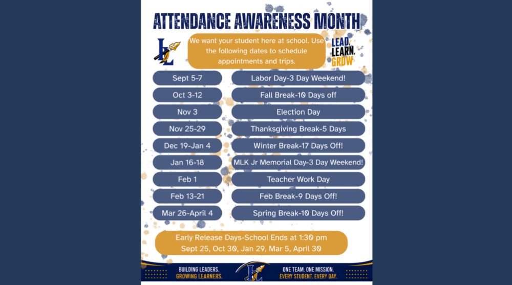 Flyer showcasing days school is closed  with IL logo