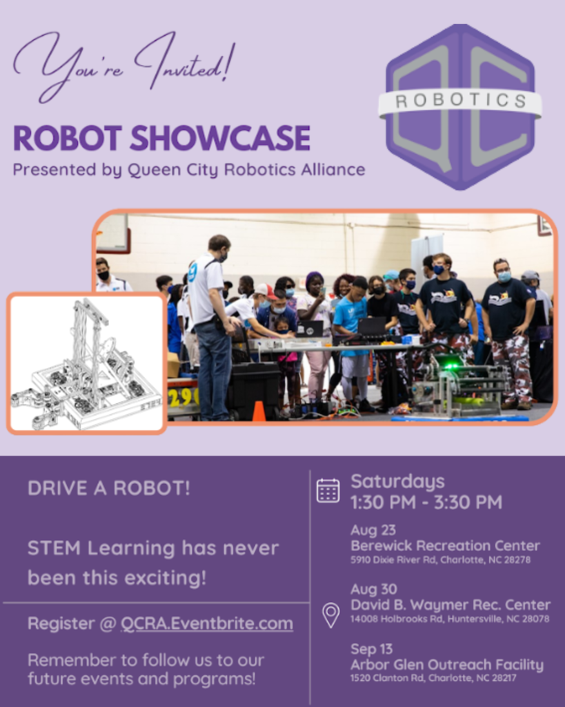 Robot summer tour: Upcoming dates: August 23, 1:30-3:30 PM, Berewick Recreation Center:August 30, 1:30-3:30 PM, David B. Waymer Recreation Center:September 13, 1:30-3:30 PM, Arbor Glen Outreach Facility