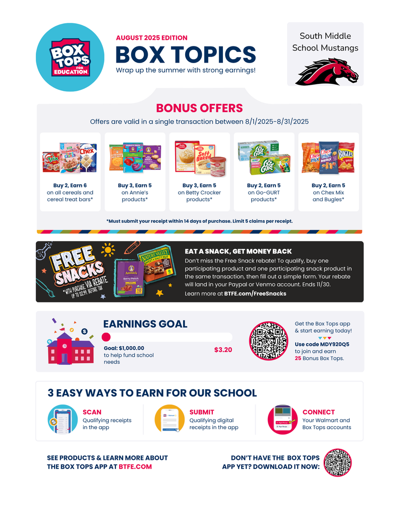 August Flyer for Box Tops