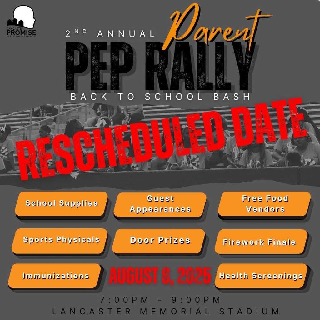 Parent Pep Rally back to school bash. August 8, 2025 7:00pm-9:00pm