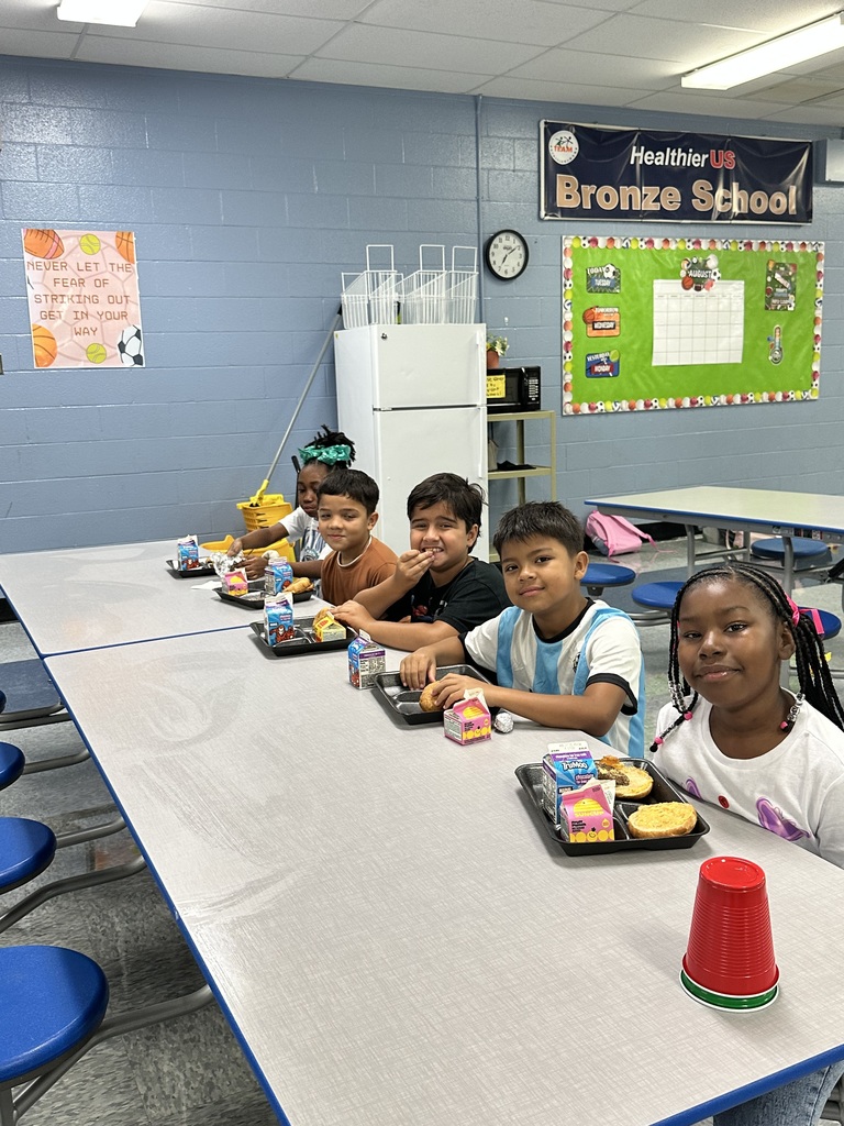 Students eating in a cafeteria