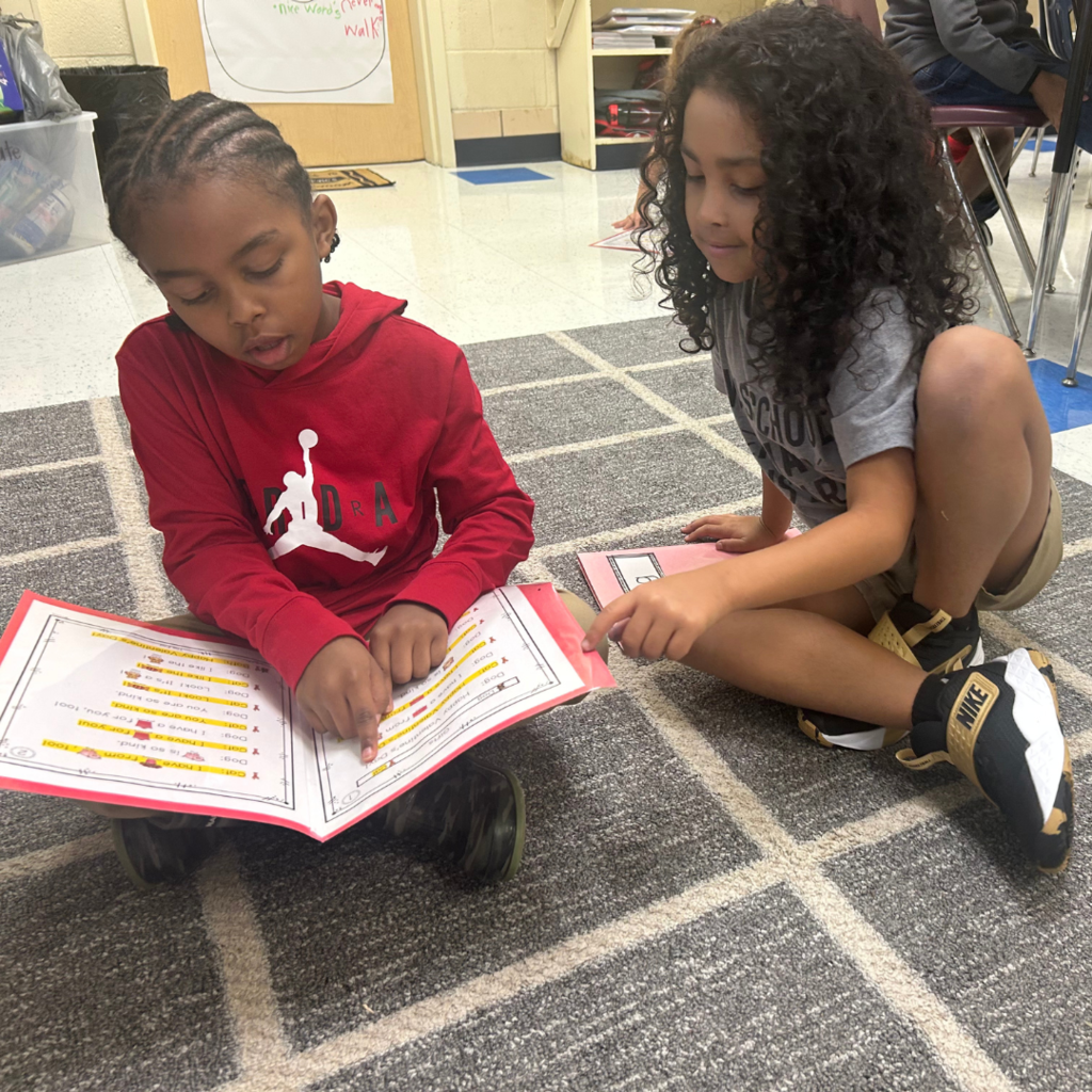 Students reading together