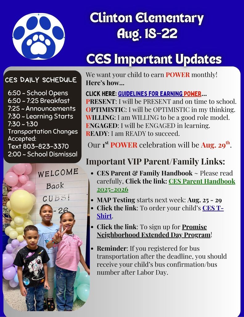 CES Parent & Family Update Aug. 18 - 22