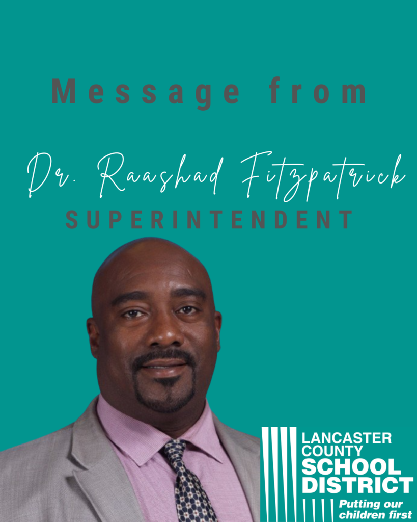 Message from Dr. Raashad Fitzpatrick