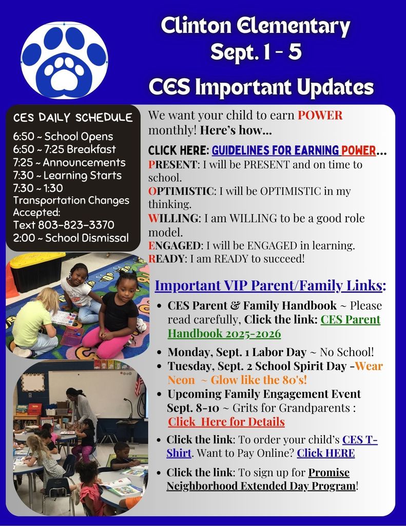 CES Parent & Family Update Sept. 1 - 5