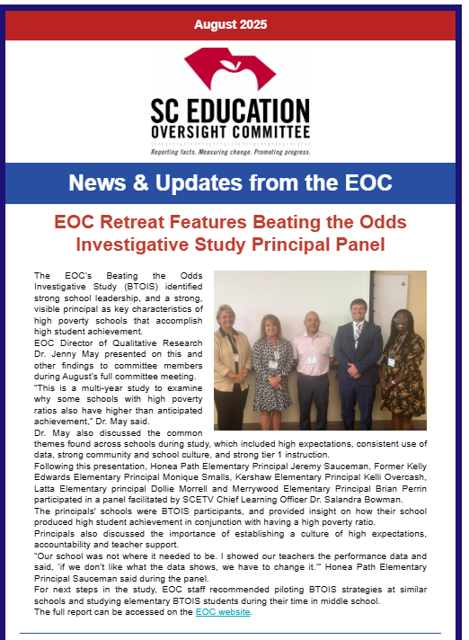 EOC Retreat Features Beating the Odds Investigative Study Prinicpal Panel - Kershaw Elementary