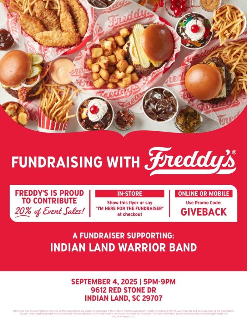 freddy's flyer fundraiser 9/4/25 5pm - 6 pm
