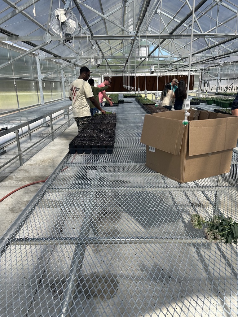 LCSDCC Horticulture Students Planting in Greenhouse