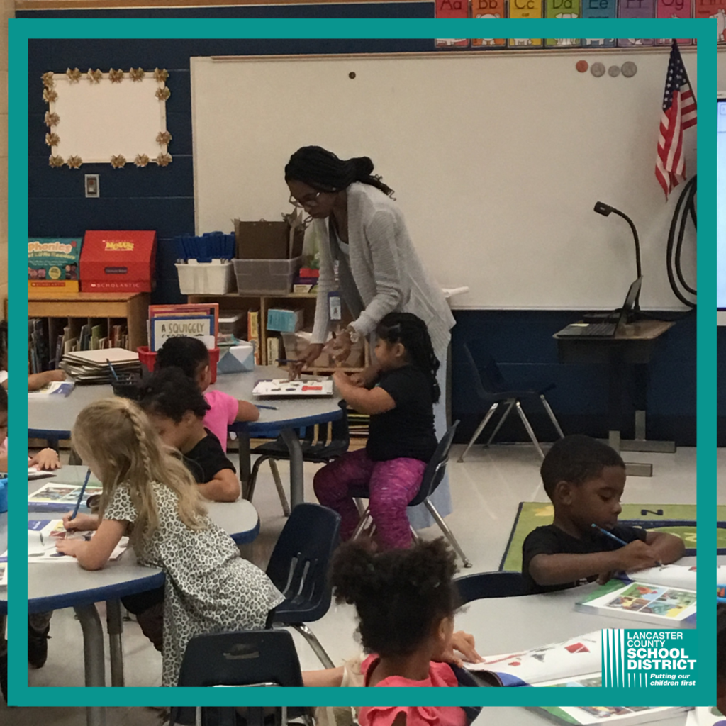 Students from Clinton Elementary School in class
