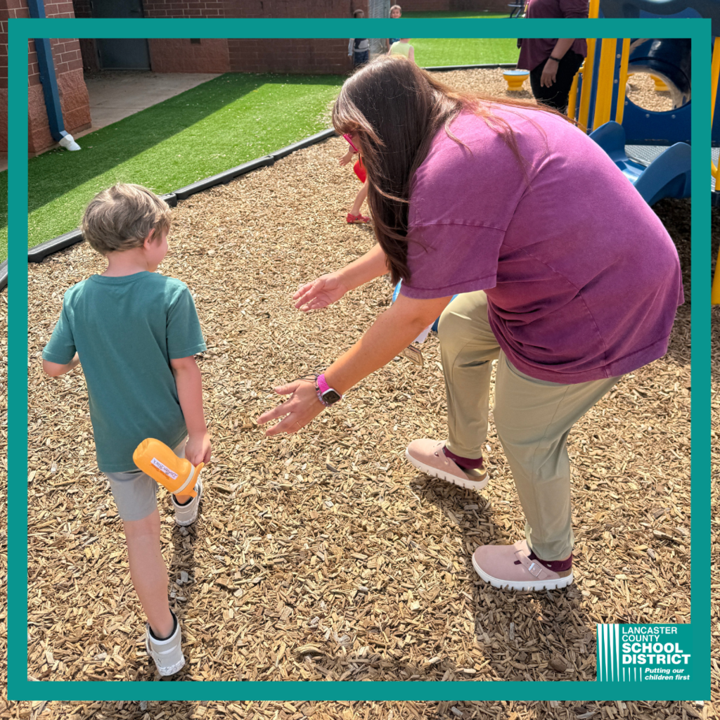 Indian Land Elementary School Prek playing outside.