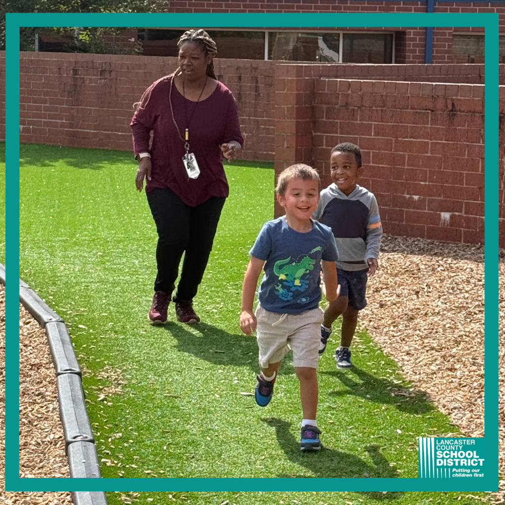 Indian Land Elementary School Prek playing outside.