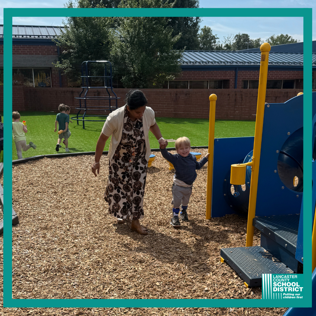 Indian Land Elementary School Prek playing outside.