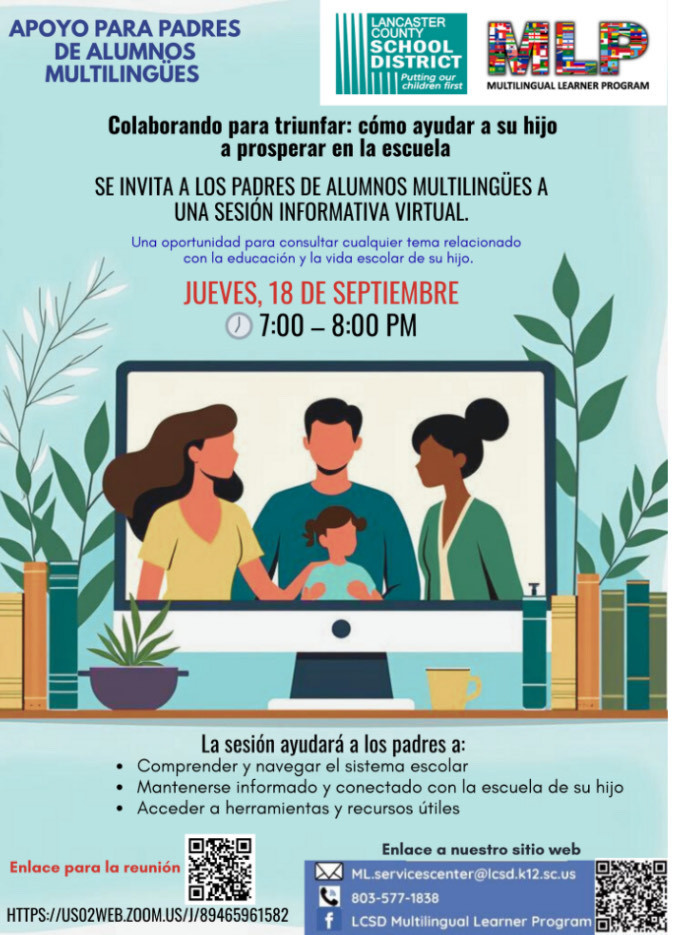 Flyer promoting ML Parent Information Session