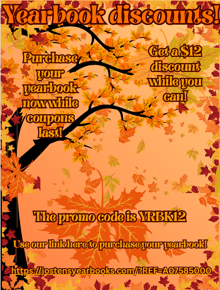 For $12 off your yearbook order, use yearbook coupon code YRBK12