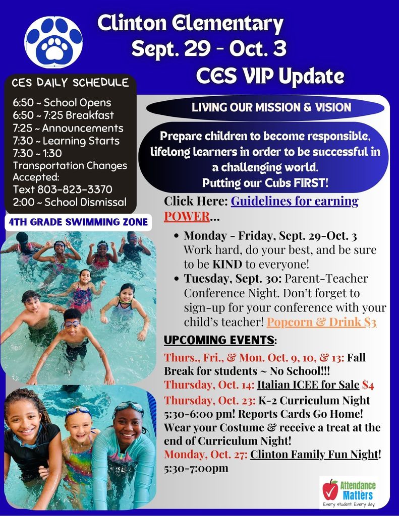 CES Parent & Family Update Sept. 29 - Oct. 3