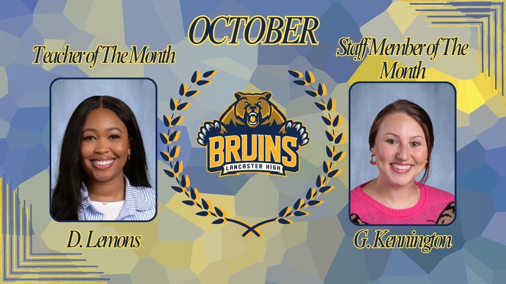 Teacher of the month and staff member of the month OCTOBER