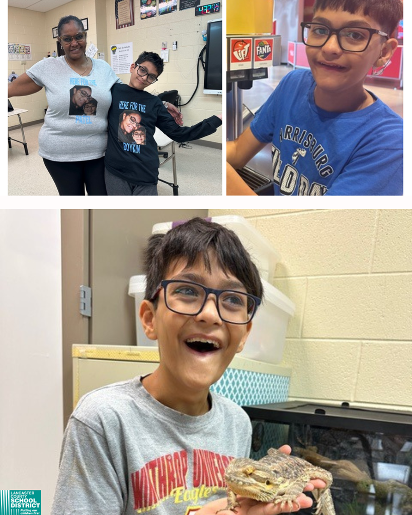 Photo of a Indian Land Intermediate student and his parent.