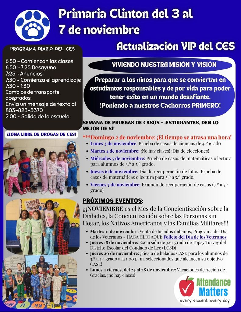 Spanish_Nov. 3-Nov.7_CES Parent & Family Update