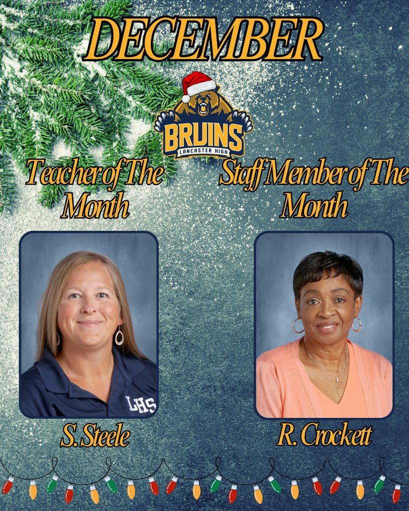 Teacher of the month and staff member of the month for December