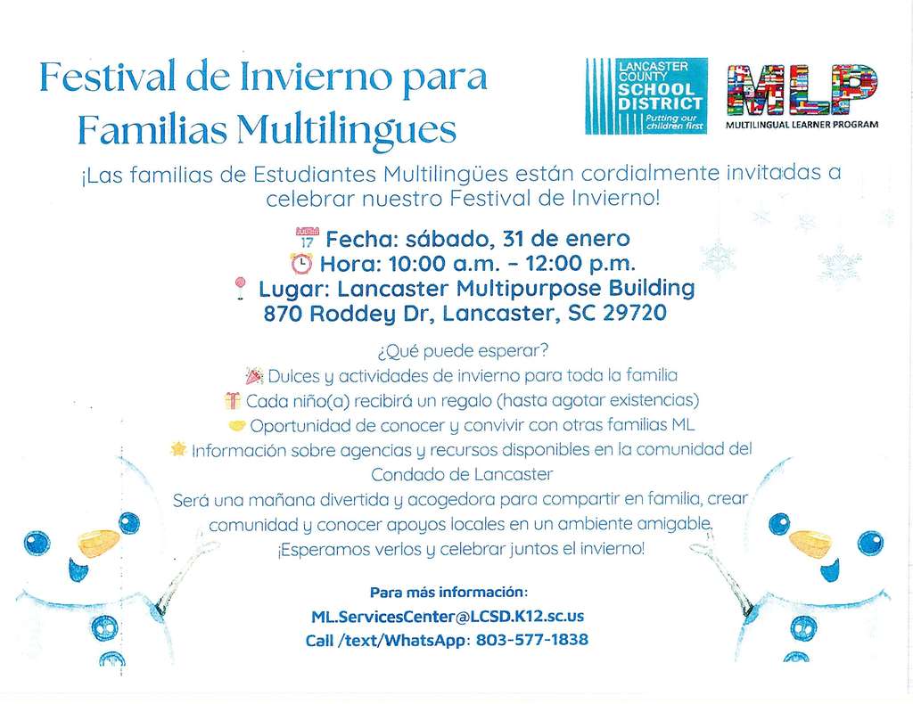 Spanish tranlated winter fest flyer