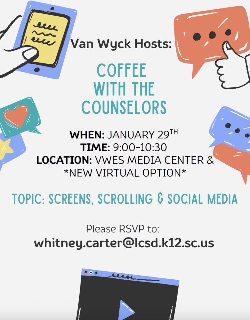 Coffee with the counselors on January 29th from 9am to 10:30am