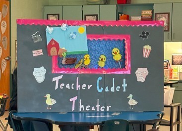 The puppet show theater designed by cadets. 
