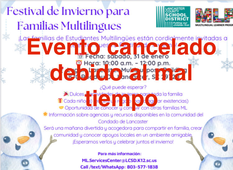 Event cancelled due to inclement weather