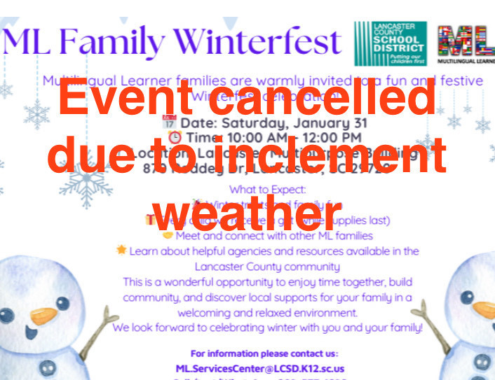 Event cancelled due to inclement weather