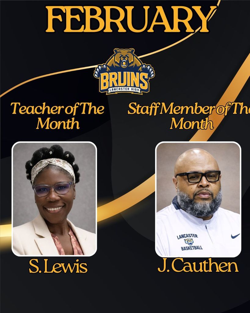 Teacher of the month and staff member of the month for February