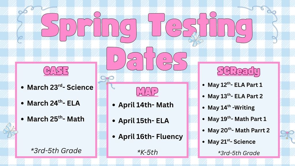 spring testing dates