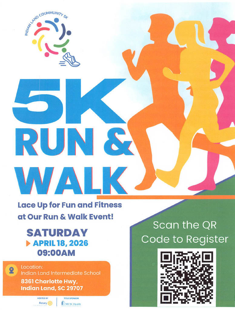 5k run and walk at Indian Land Intermediate Saturday April 18, 2026 at 9:00am