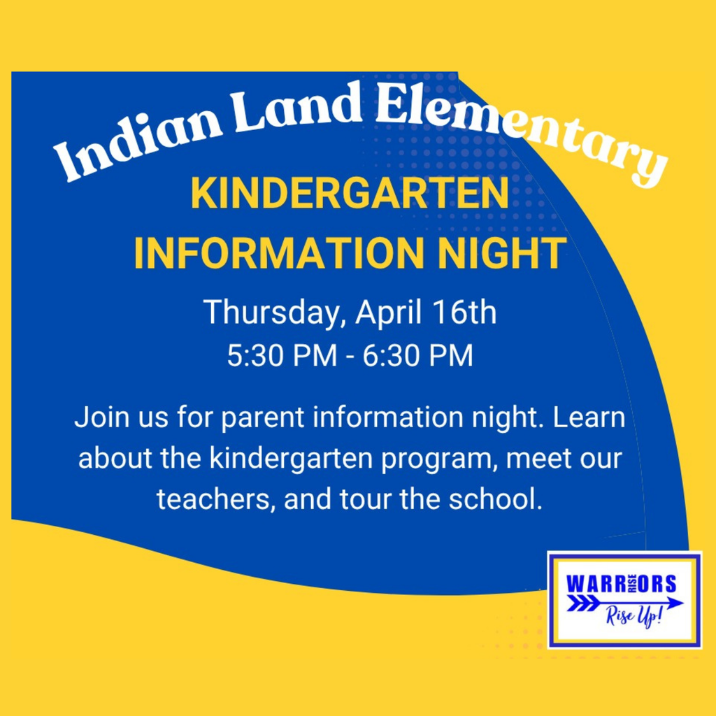 Kindergarten Information Night-Thursday, April 16th- 5:30-6:30PM
