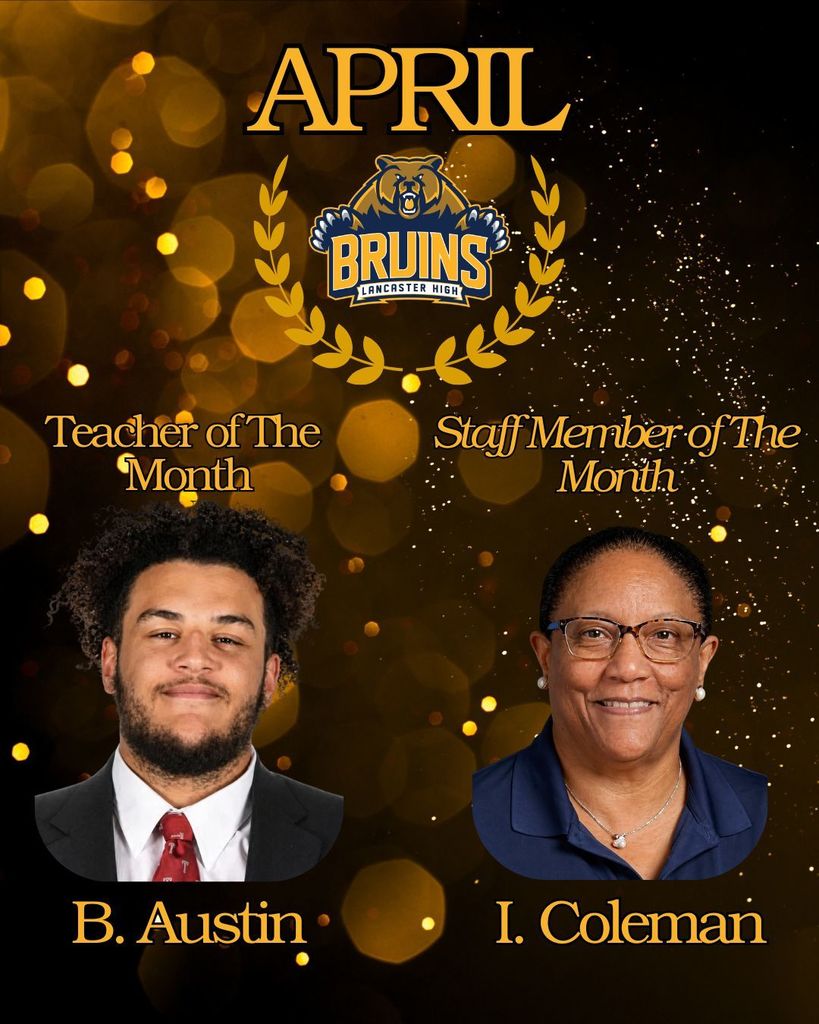 Teacher of the month and staff member of the month for April