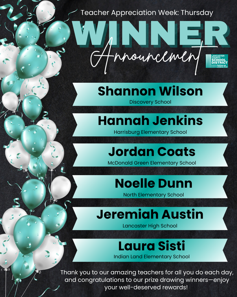 Teacher Appreciation Week Prize Drawing Winners
