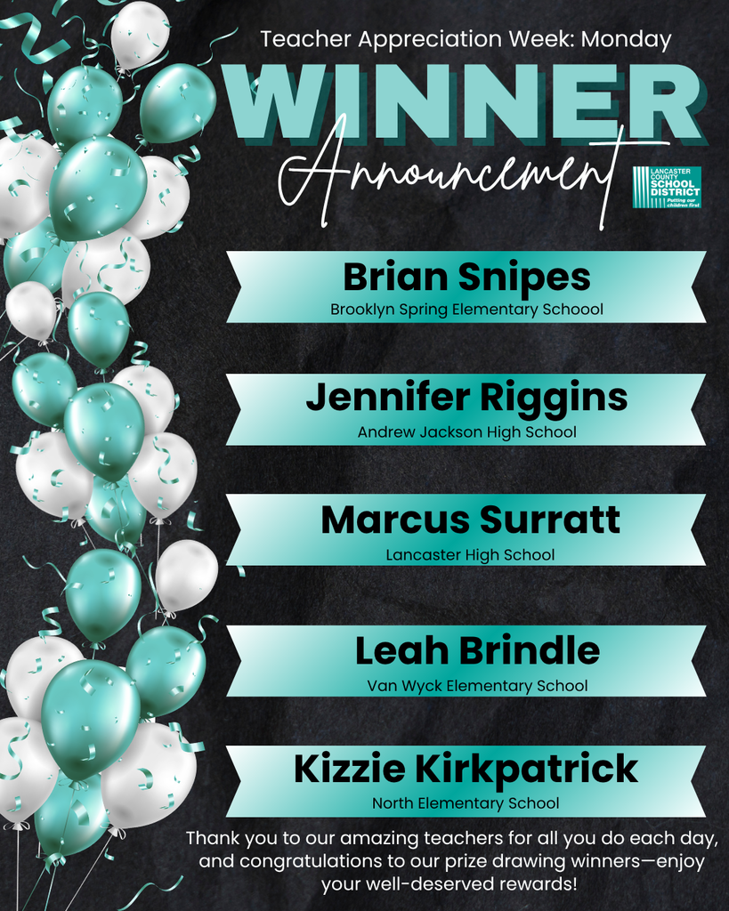 Teacher Appreciation Week Prize Drawing Winners