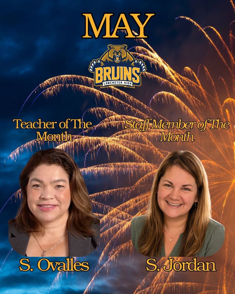 Teacher of the month and staff member of the month for May