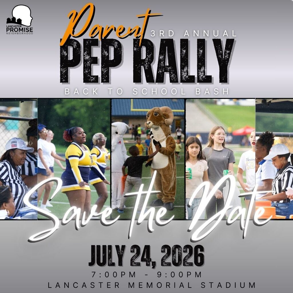 Parent Pep Rally back to school bash July 24, 2026 7pm-9pm