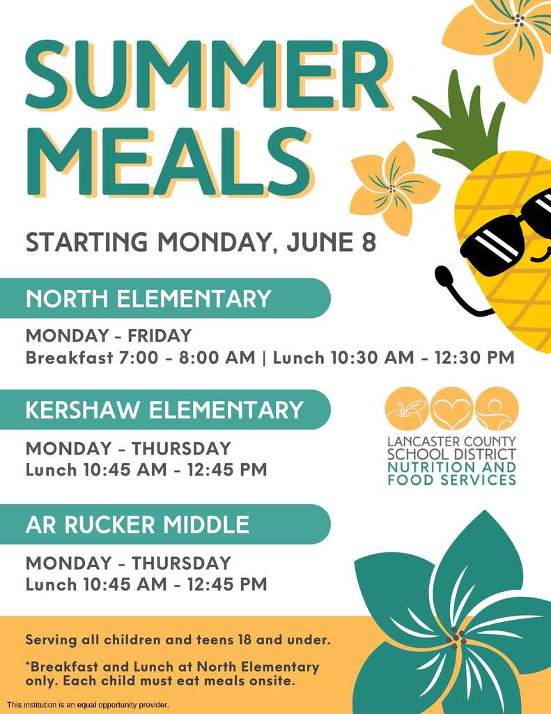 LCSD Food Services Summer Meals schedule