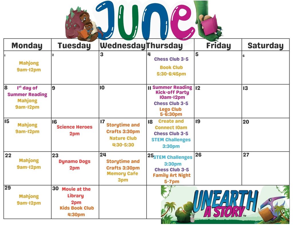 Lancaster Public Library June calendar