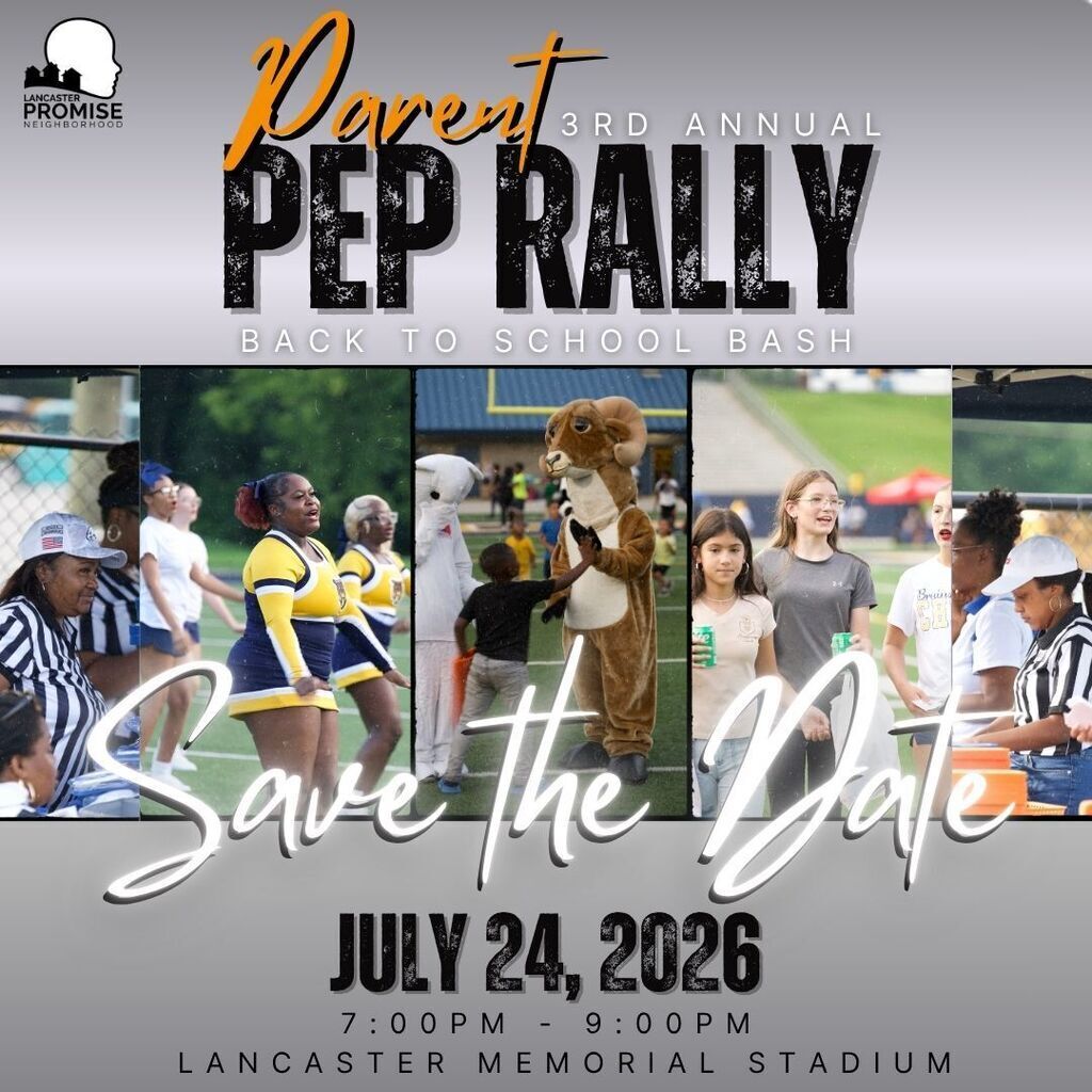 Parent Pep Rally back to school bash July 24, 2026 7pm-9pm