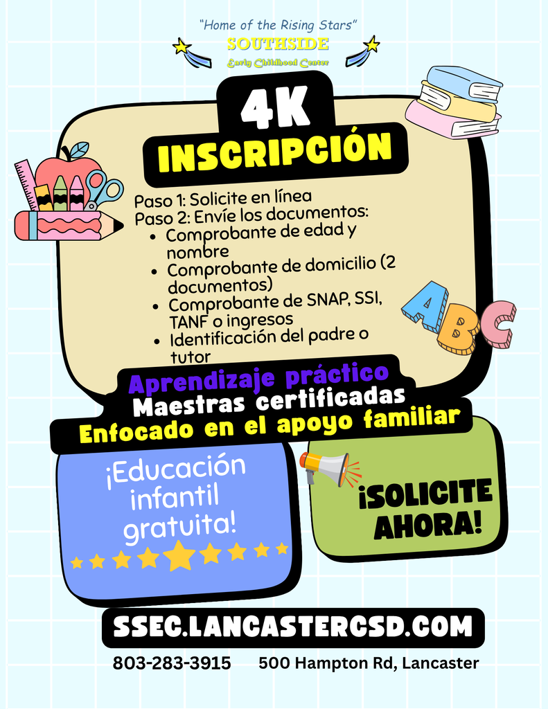 Inscripción para el programa 4K (preescolar para niños de 4 años) para el año escolar 2026-2027