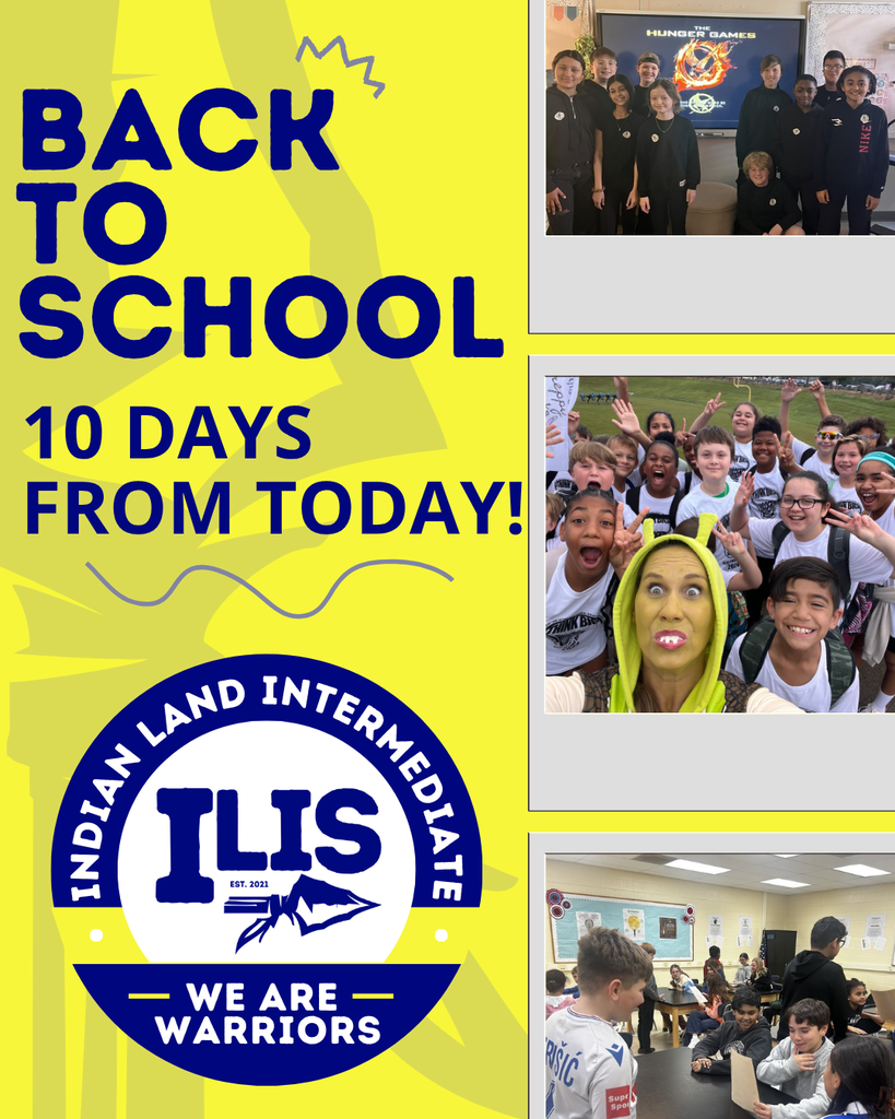 Bright yellow poster with "Back to School 10 Days from Today" text. Collage of school images shows students in various activities.