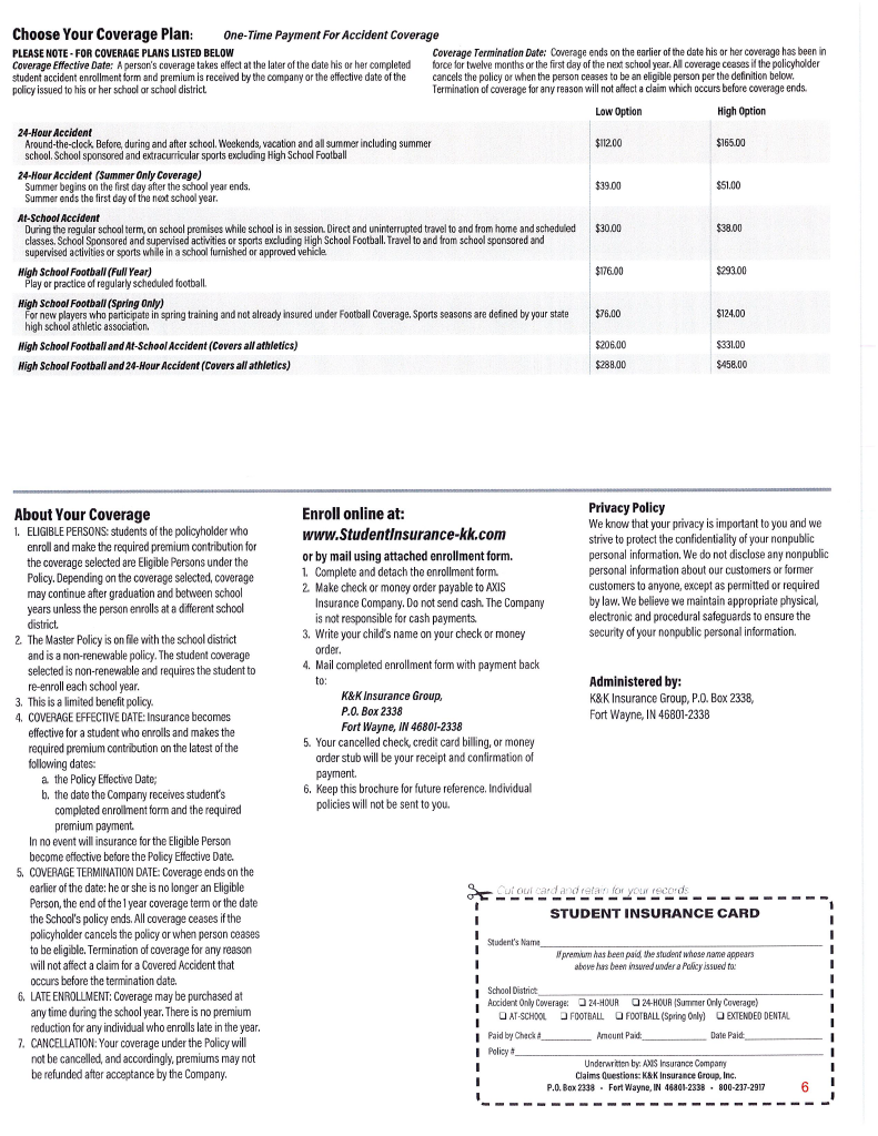 School Accident Insurance