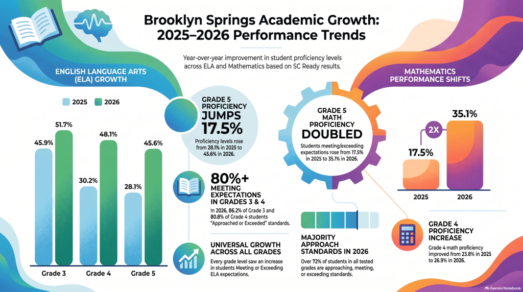 Visual describing the growth amongst ELA and Math