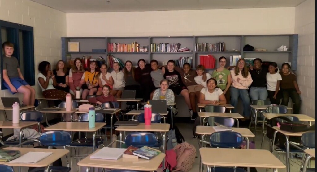 image of students singing in drama class 