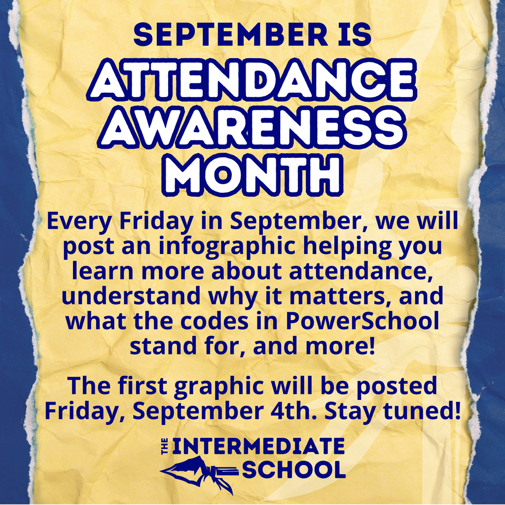 A flyer with a blue background and yellow, crumpled paper effect. Blue and black text reads: "September is Attendance Awareness Month."