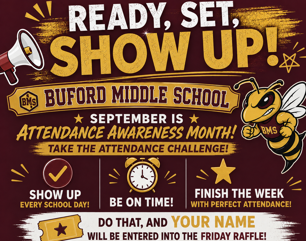 A flyer features a bee and text to encourage students to attend school every day.
