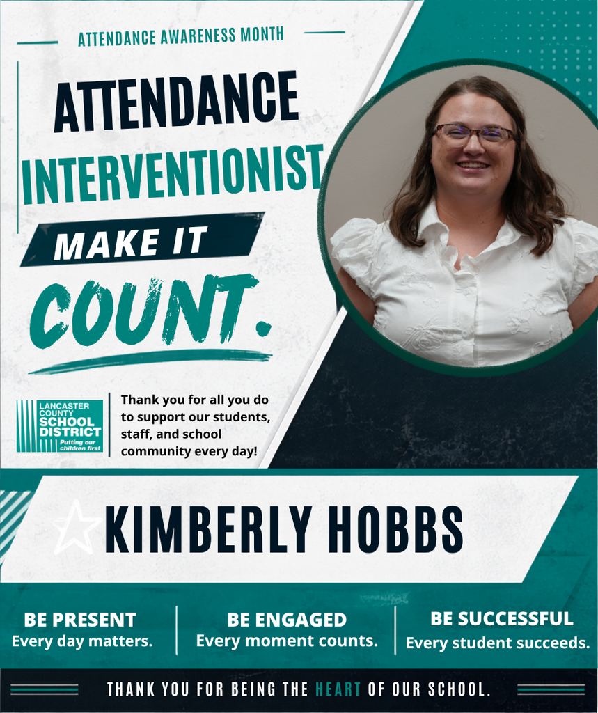 An advertisement highlights Kimberly Hobbs, an attendance interventionist, thanking her for supporting students, staff, and the community.
